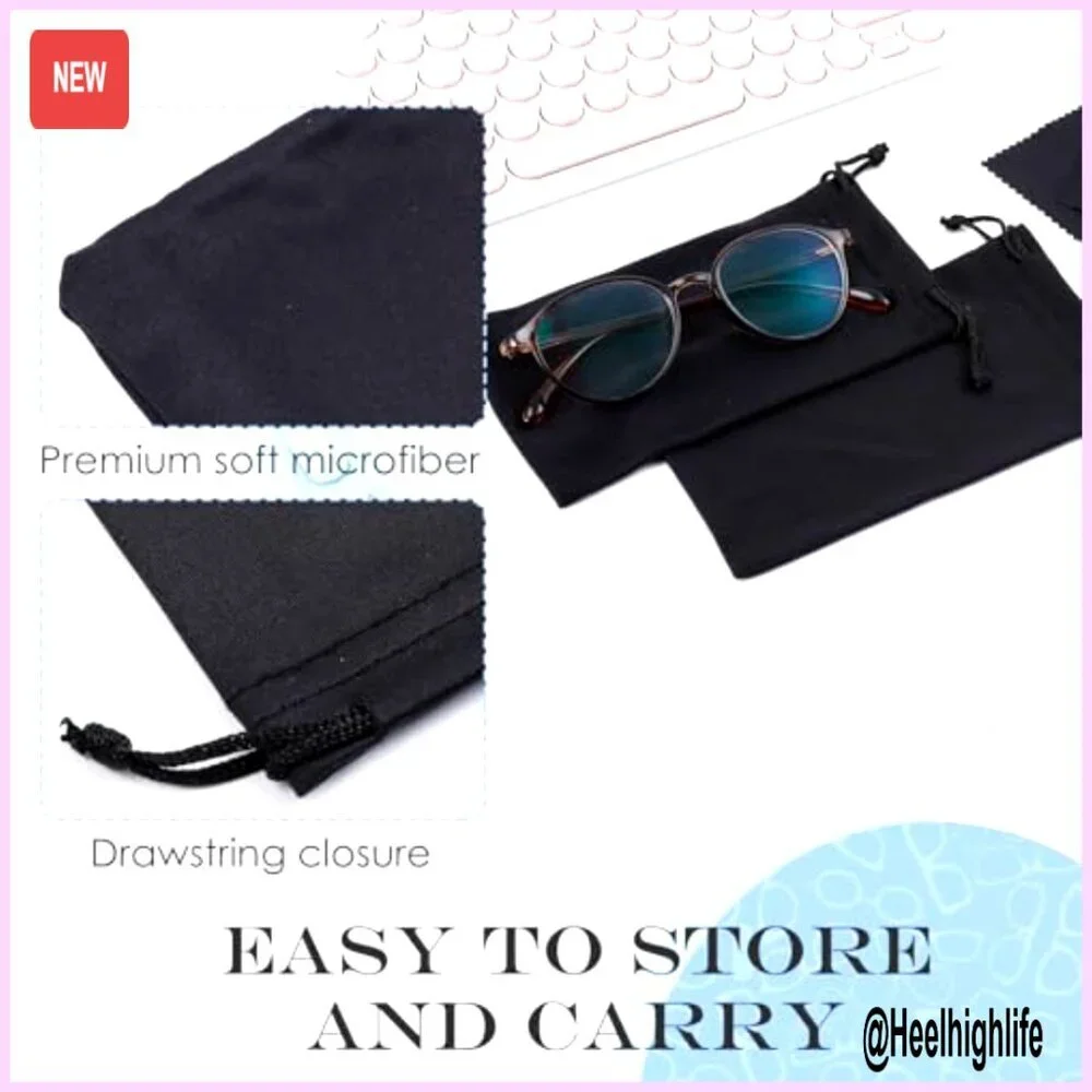 100 Pack Microfiber Sunglasses Pouches with 10 Cleaning Cloths